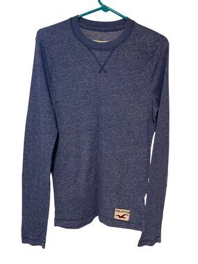 Hollister Womens Size XL Blue Long Sleeve Waffle Knit Shirt Top Preppy